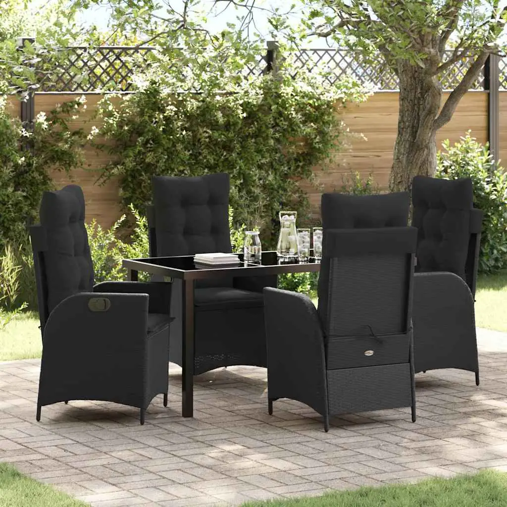 Ensemble de salle à manger pour jardin 5 pcs Noir polyrotin vidaXL 3380486