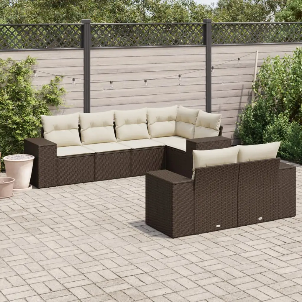 Ensemble Canapés 7 places Résine Tressée Modulable pour Jardin Patio Marron – ComfortXL Outdoor Living
