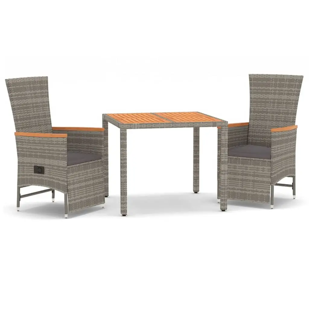 Ensemble de 3 pcs table de jardin avec chaises – mobilier de jardin coussins gris résine tressée-JU2341