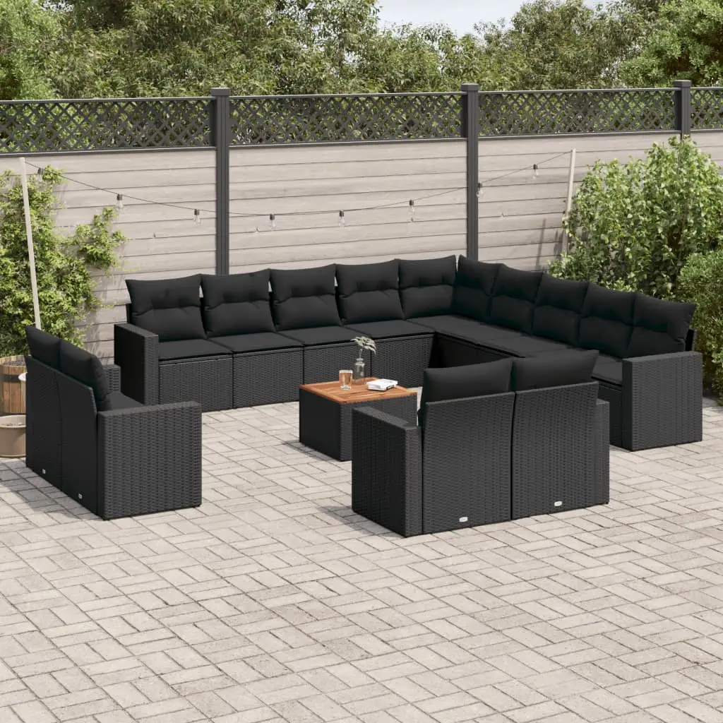 Ensemble de Jardin Modulable 14 Pièces Poly Rotin Noir pour 13 Personnes Extérieur – ComfortXL Outdoor Living