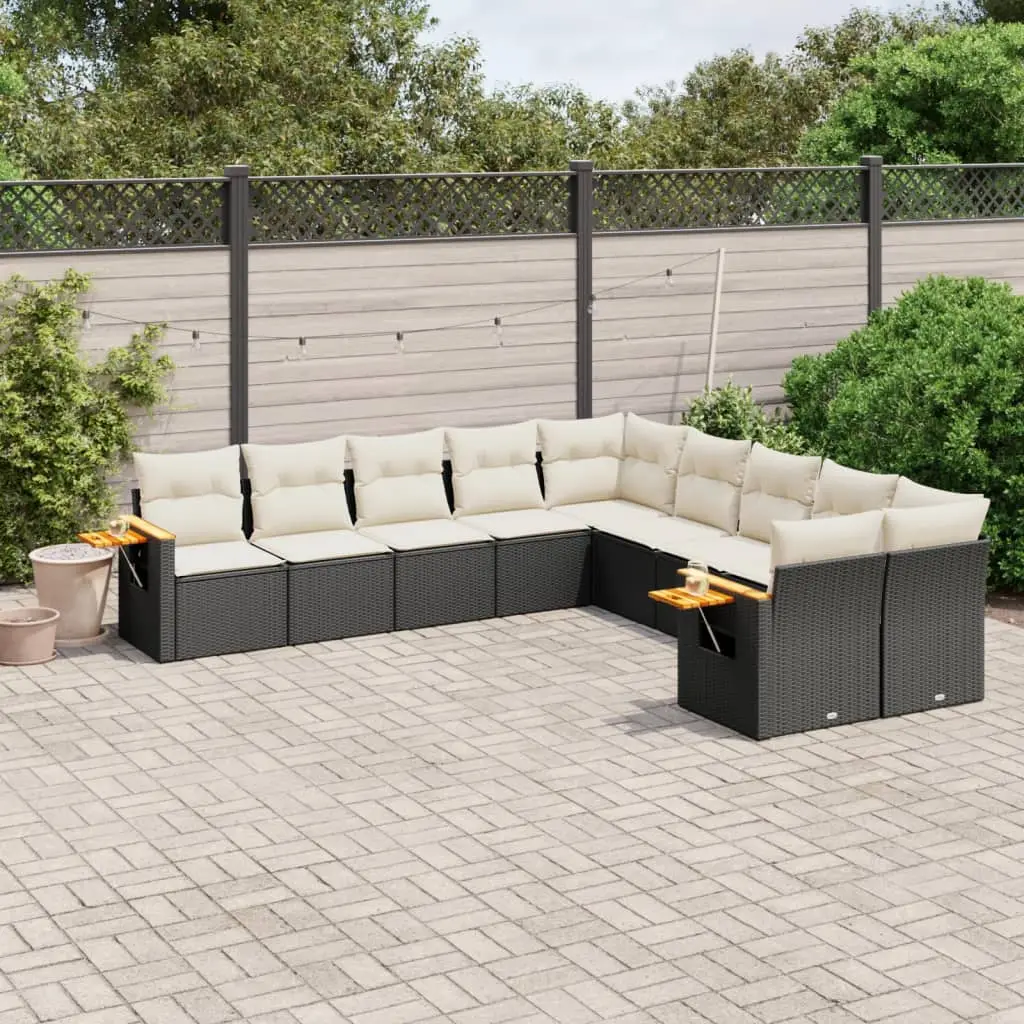 Ensemble canapé modulable 10 pcs pour jardin avec coffres de rangement Noir – ComfortXL Outdoor Living