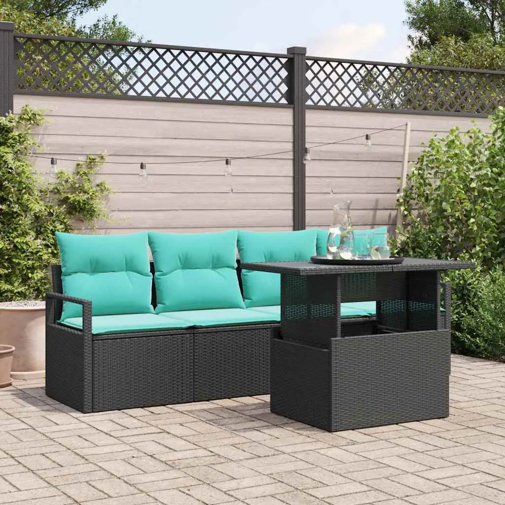 Ensemble de canapé de jardin avec stockage 5 pcs Noir polyrotin vidaXL 3348732