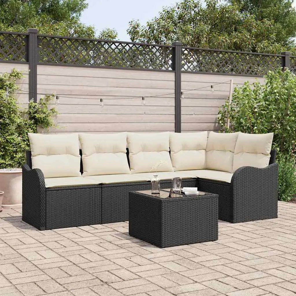 Ensemble de canapé de jardin avec stockage 6 pcs Noir polyrotin vidaXL 3354376