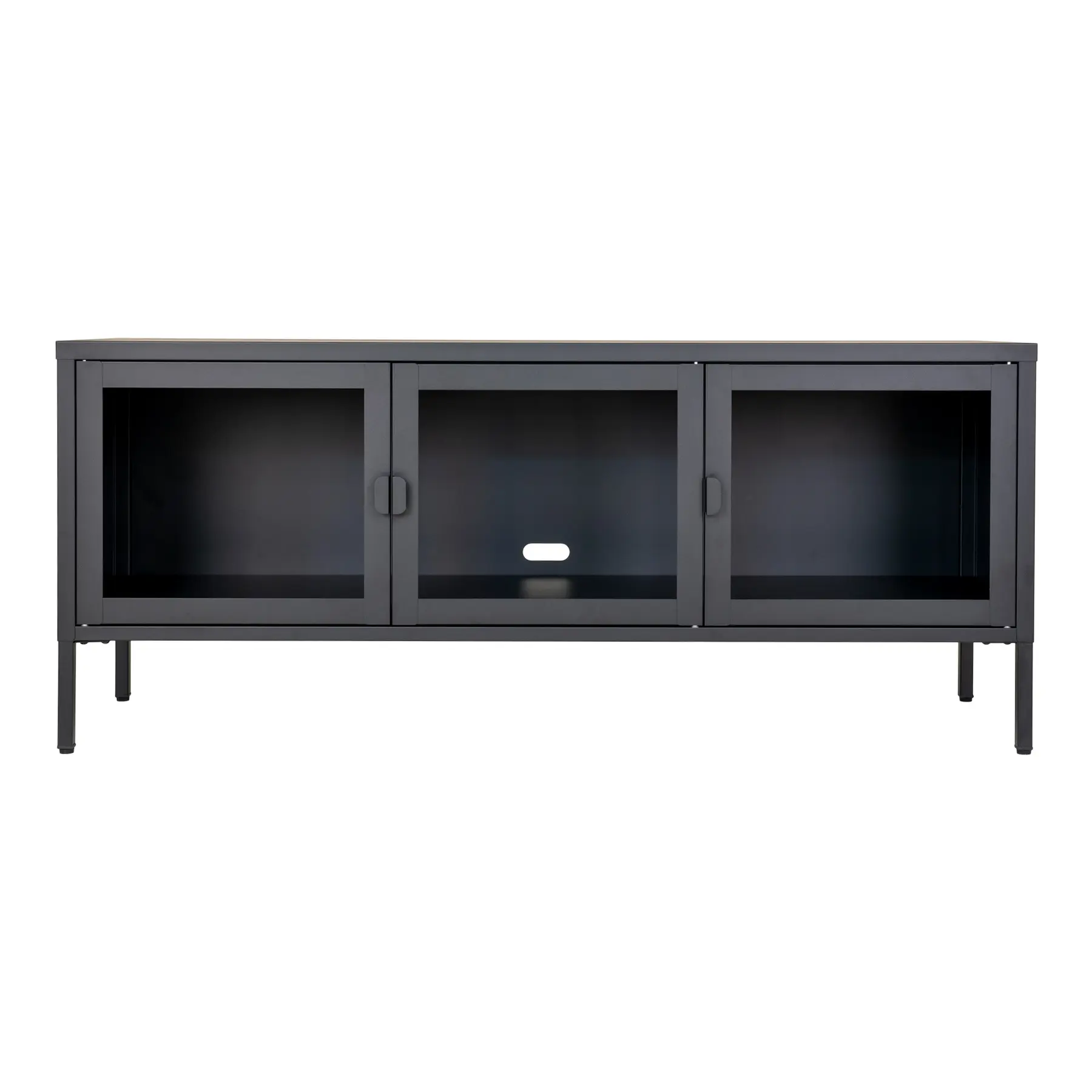 House Nordic Mesa de TV con puertas de cristal Brisbane BLACK