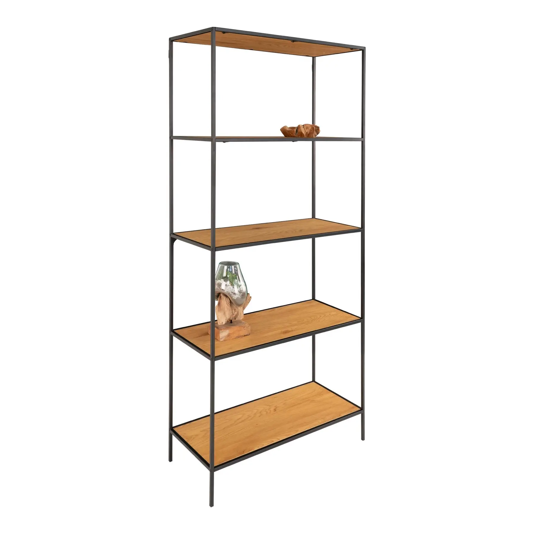 House Nordic mueble de 5 estantes con aspecto de roble y patas negras Vita BEIGE