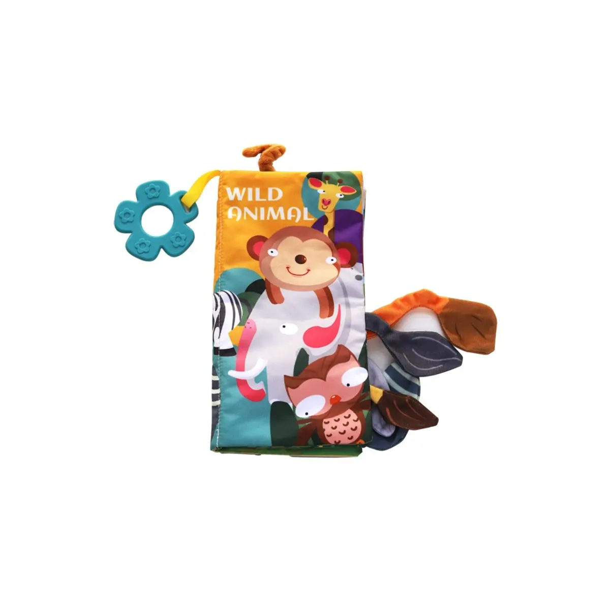 Kikkaboo Libro de tela para niños con anillo de dentición Animales salvajes GREEN