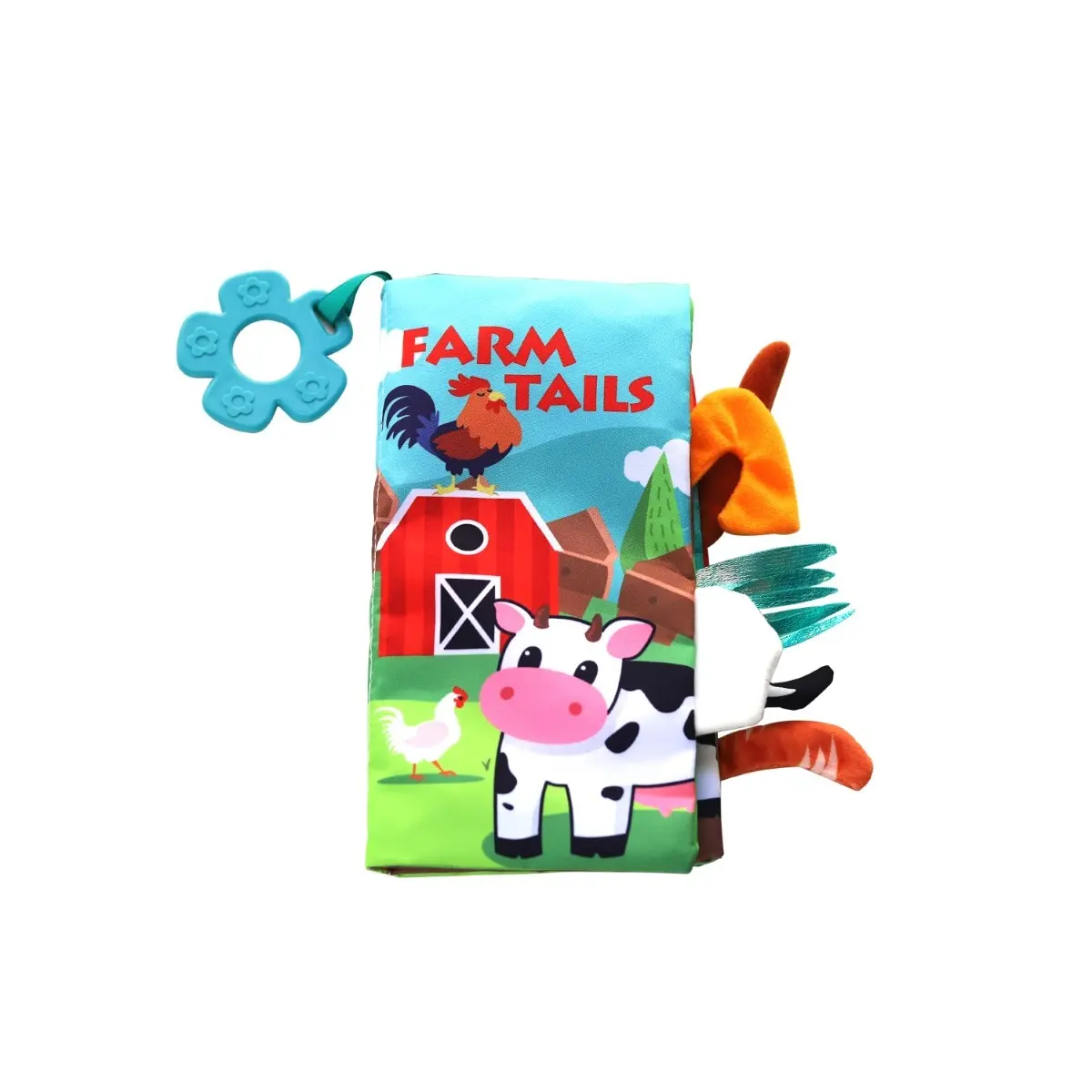 Kikkaboo Libro de tela para niños con anillo de dentición Colas de granja BLUE