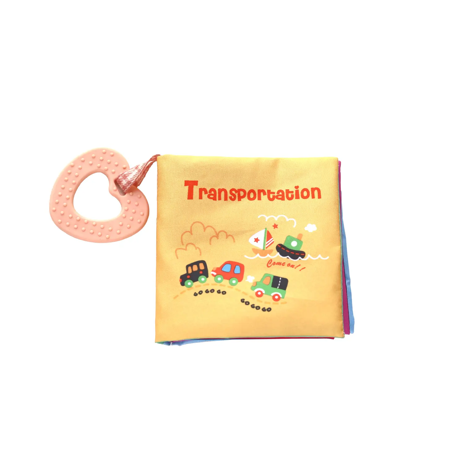 Kikkaboo Libro para niños de tela con anillo de dentición Transportes YELLOW