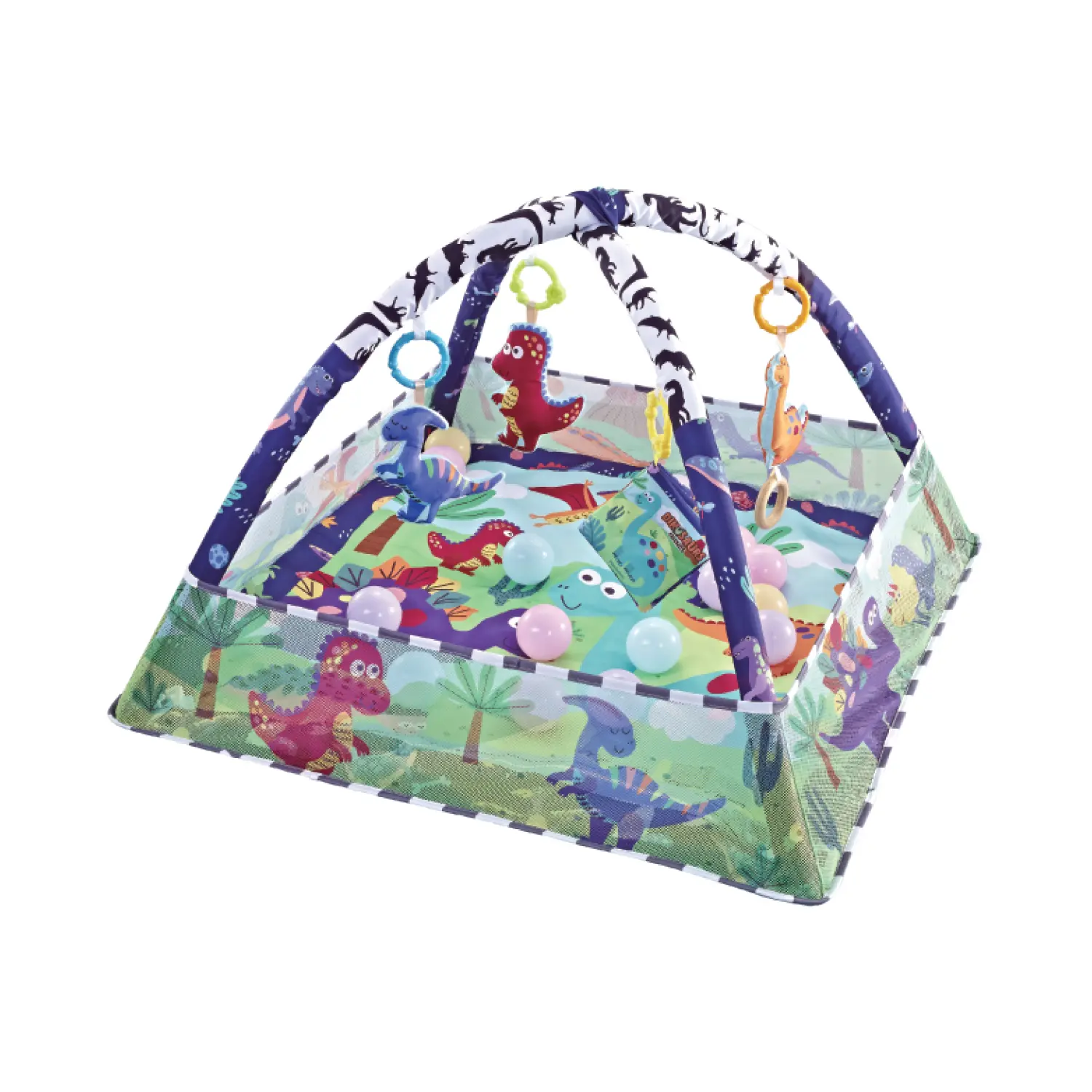 Kikkaboo Alfombra de actividades con 18 bolas Dino Forest GREEN