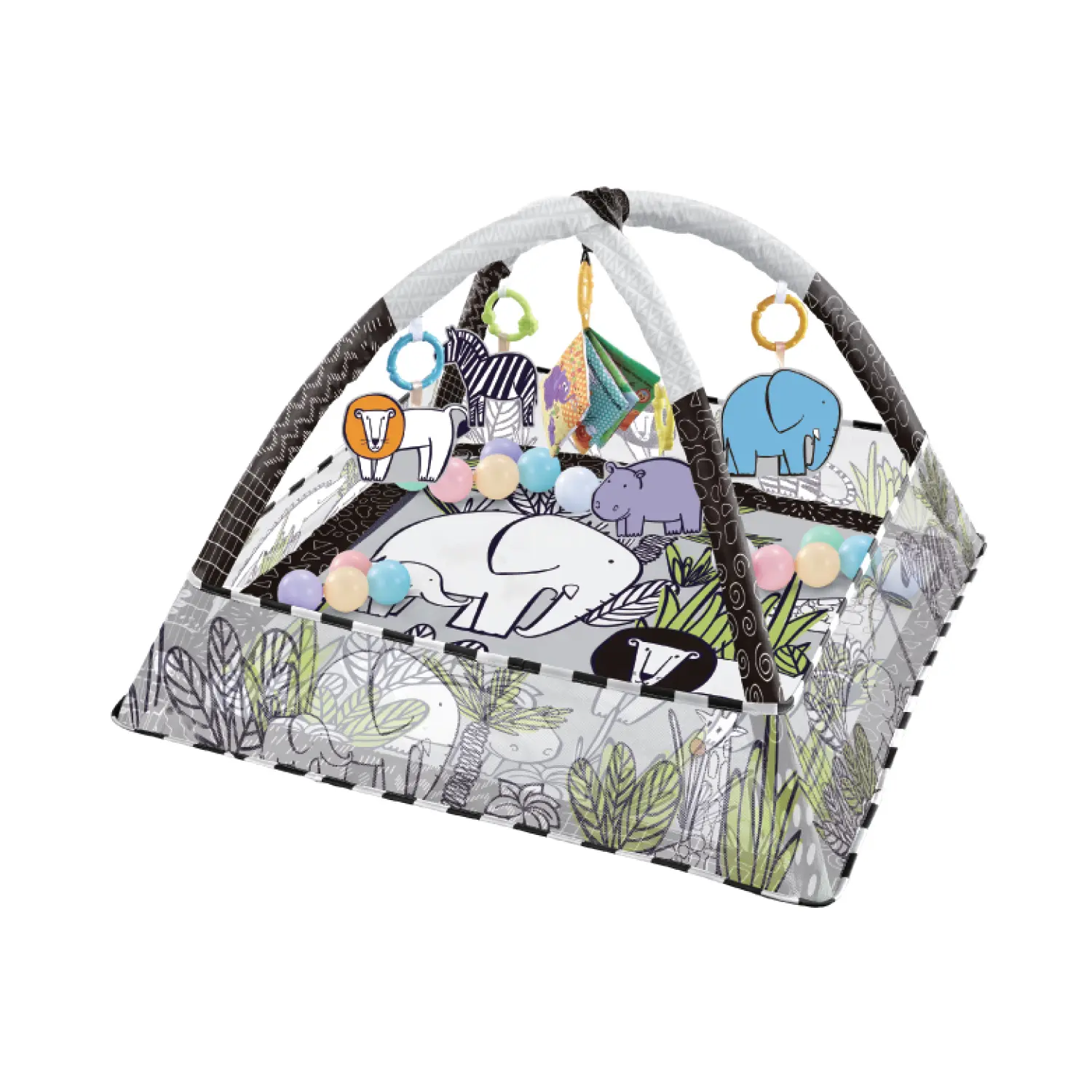 Kikkaboo Alfombra de actividades con 18 bolas Jungle GREEN