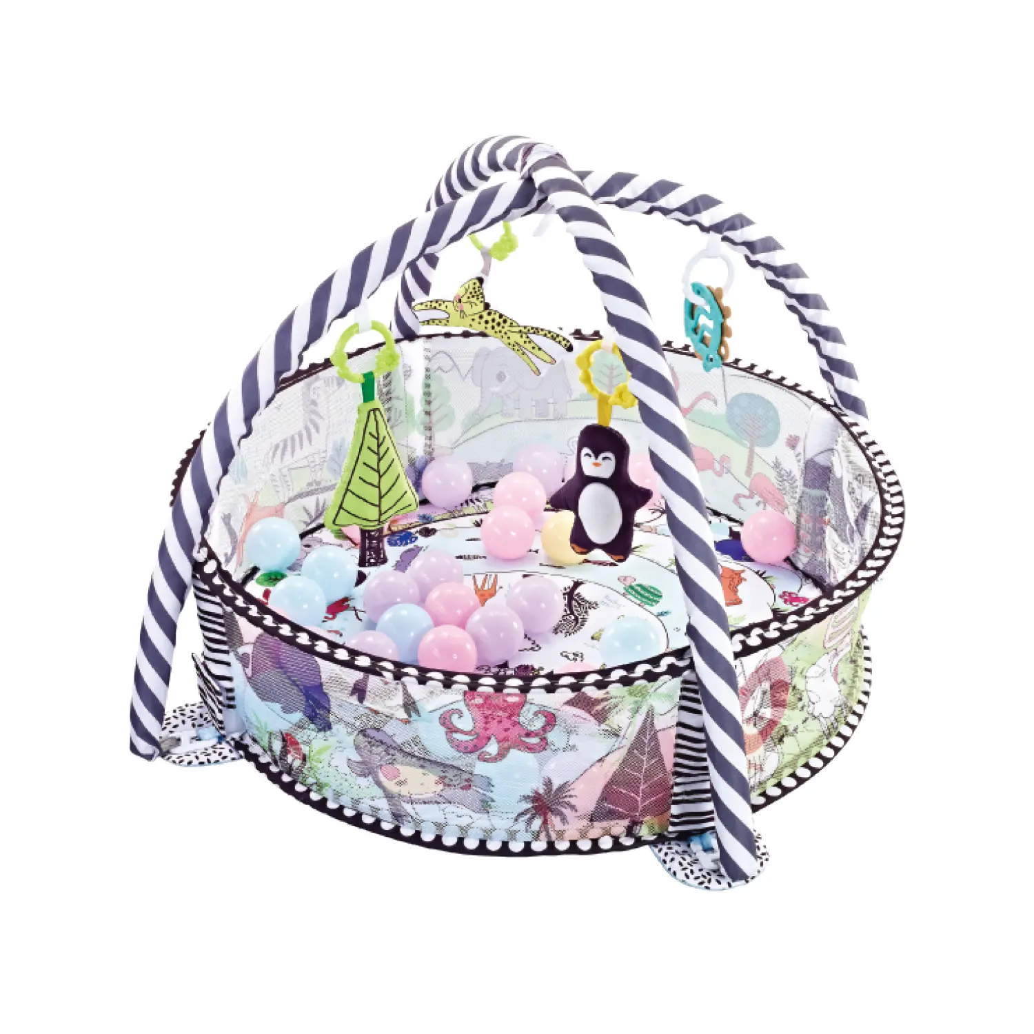 Kikkaboo Alfombra de actividades con 30 pelotas Animals World PURPLE