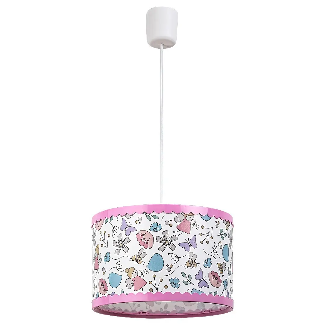Rabalux Lámpara de suspensión de plástico con motivo de hada Hanka – E27 1xMAX 40W, D28 cm WHITE