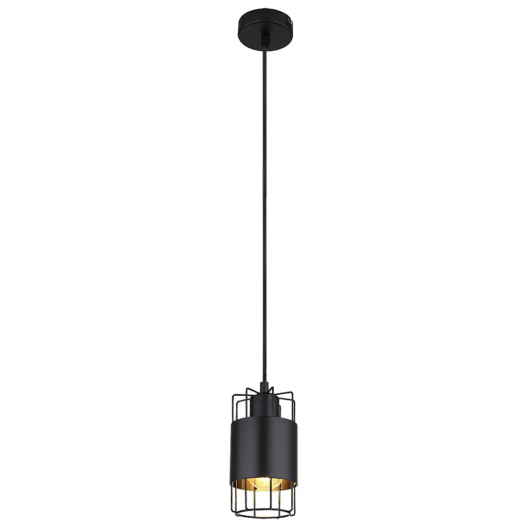 Rabalux Lámpara de suspensión de techo interior de metal con cable textil Dimitri BLACK