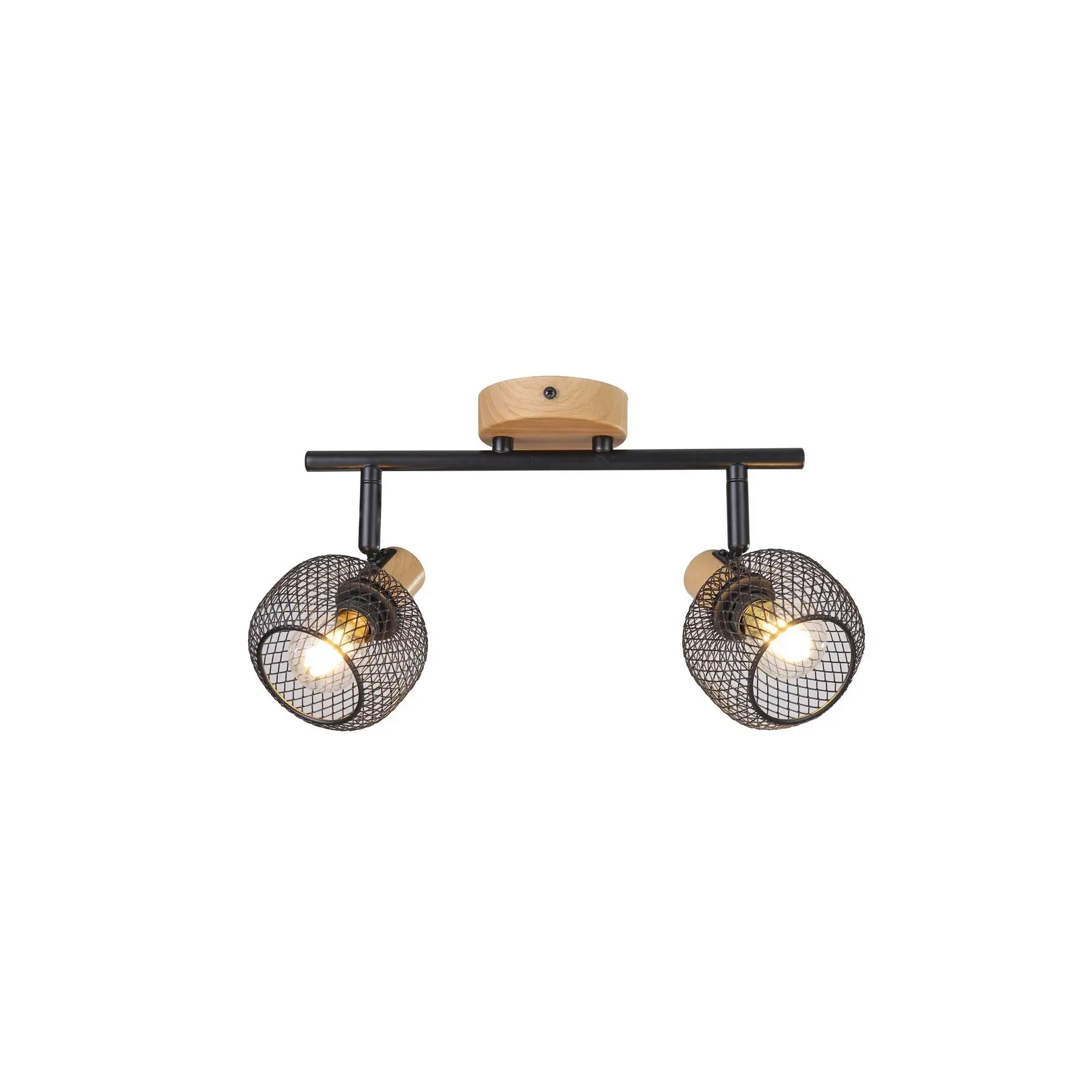 Rabalux Foco de techo interior de metal imitando madera de haya Grendel E14 2x BLACK