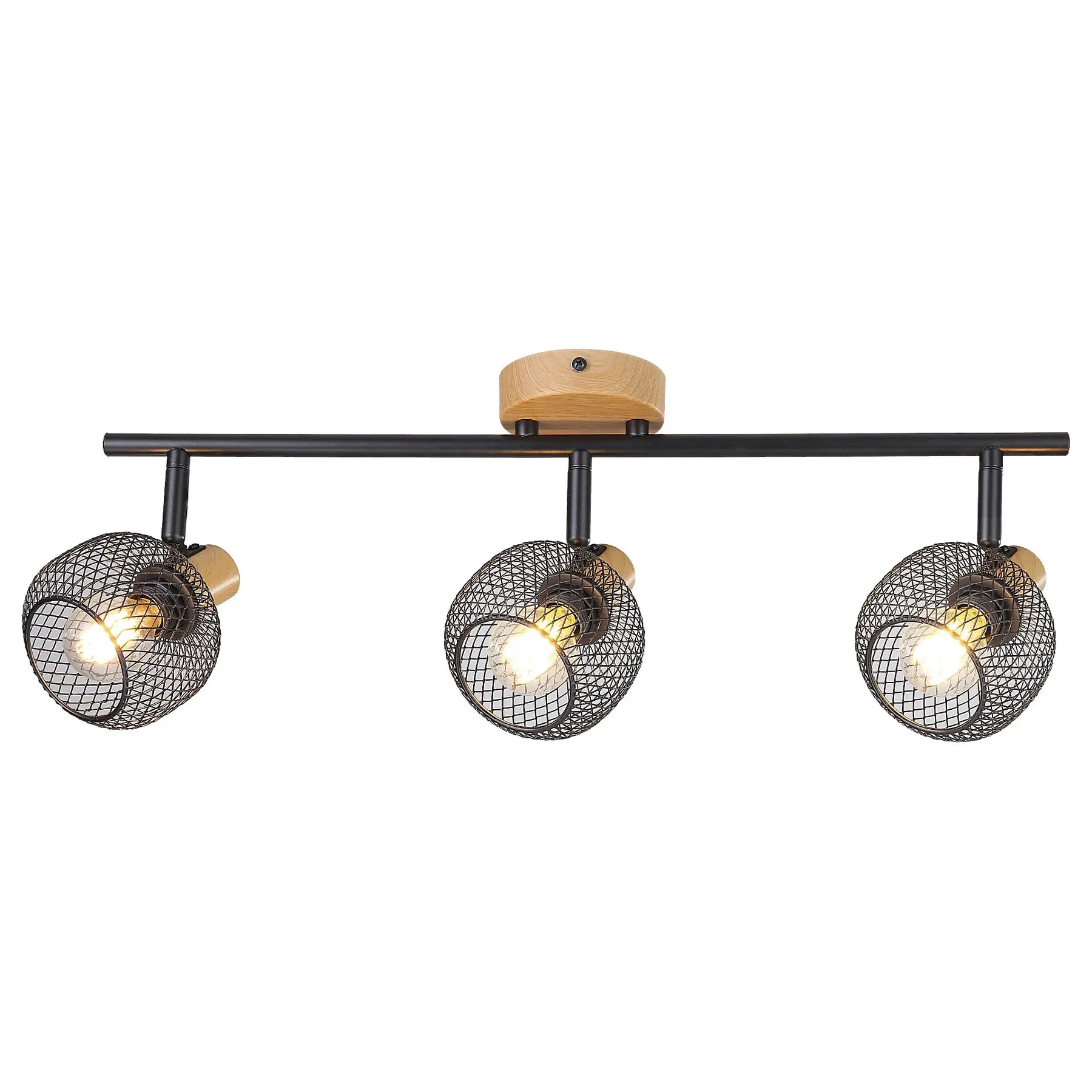 Rabalux Foco de techo interior de metal imitando madera de haya Grendel E14 3x BLACK