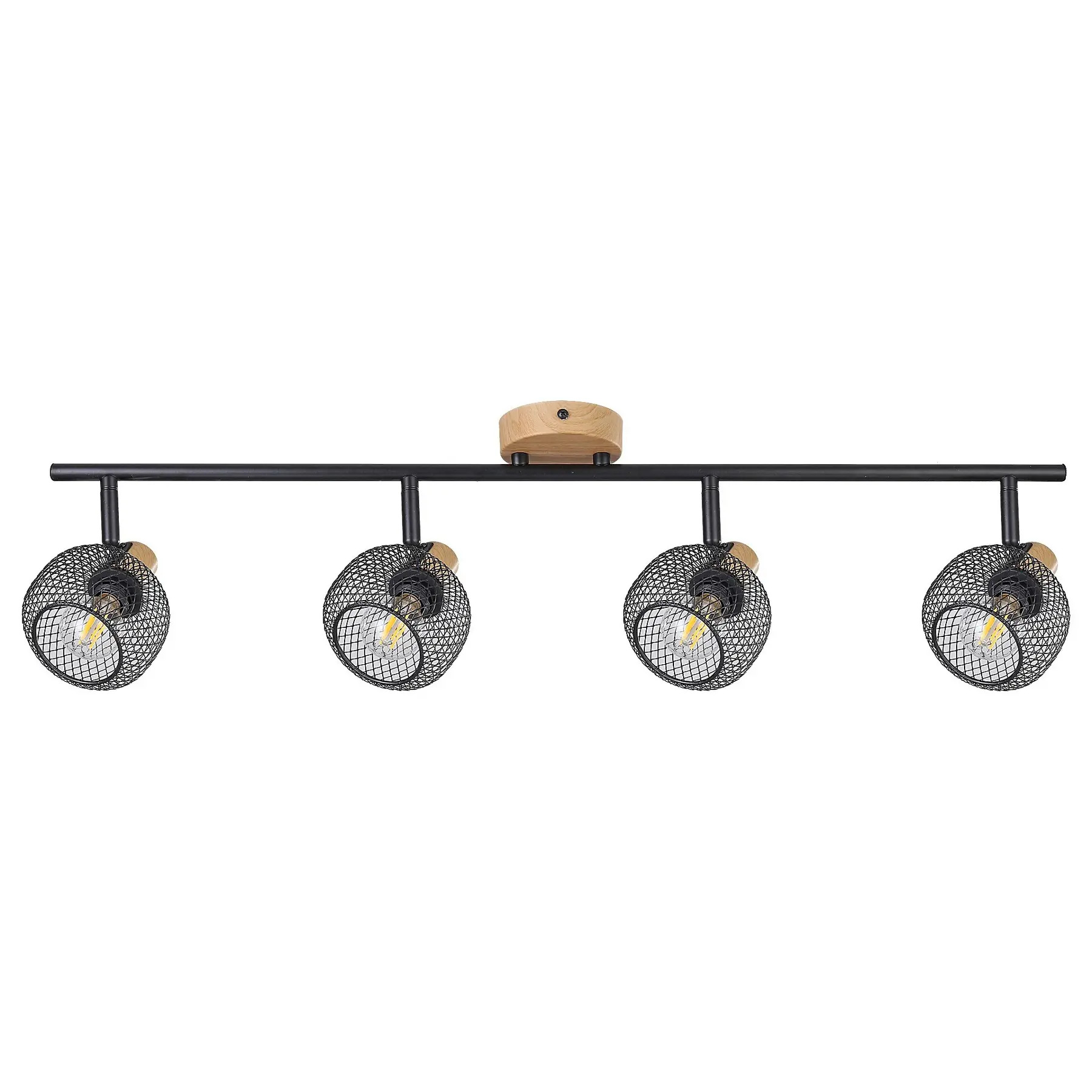 Rabalux Foco de techo interior de metal imitando madera de haya Grendel E14 4x BLACK