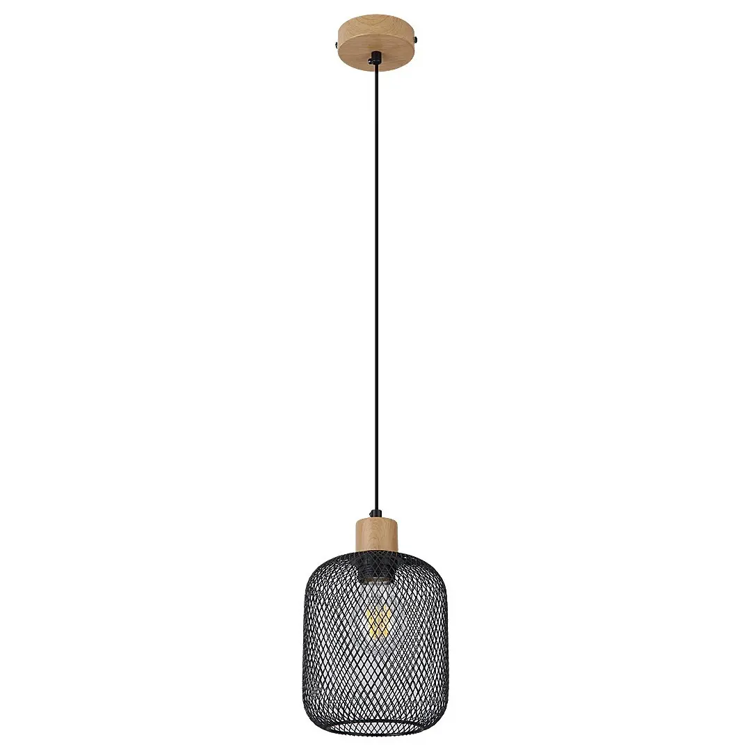 Rabalux Lámpara de suspensión interior de metal imitando madera de haya BLACK
