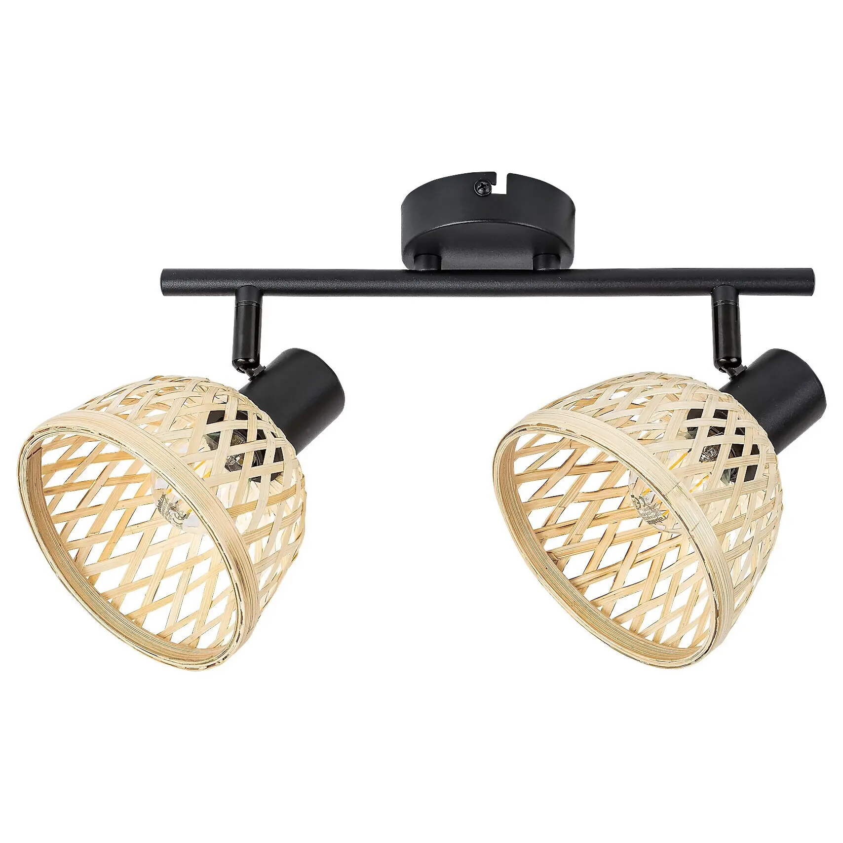 Rabalux Plafones interiores de ratán y bambú en metal Rattan E14 2x MAX 15W IP20 D13cm BLACK