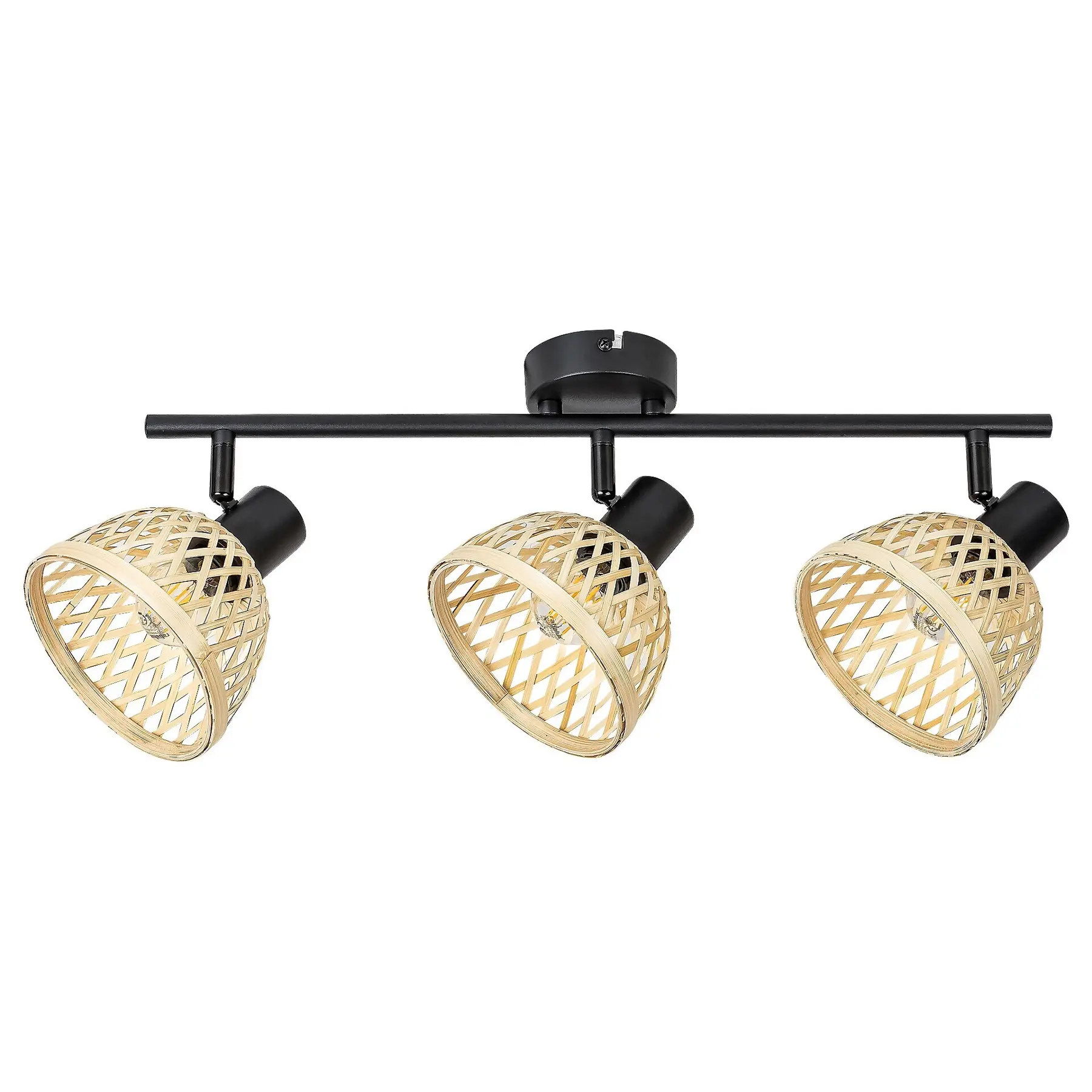 Rabalux Plafones interiores de ratán y bambú en metal Rattan E14 3x MAX 15W IP20 D13cm BLACK