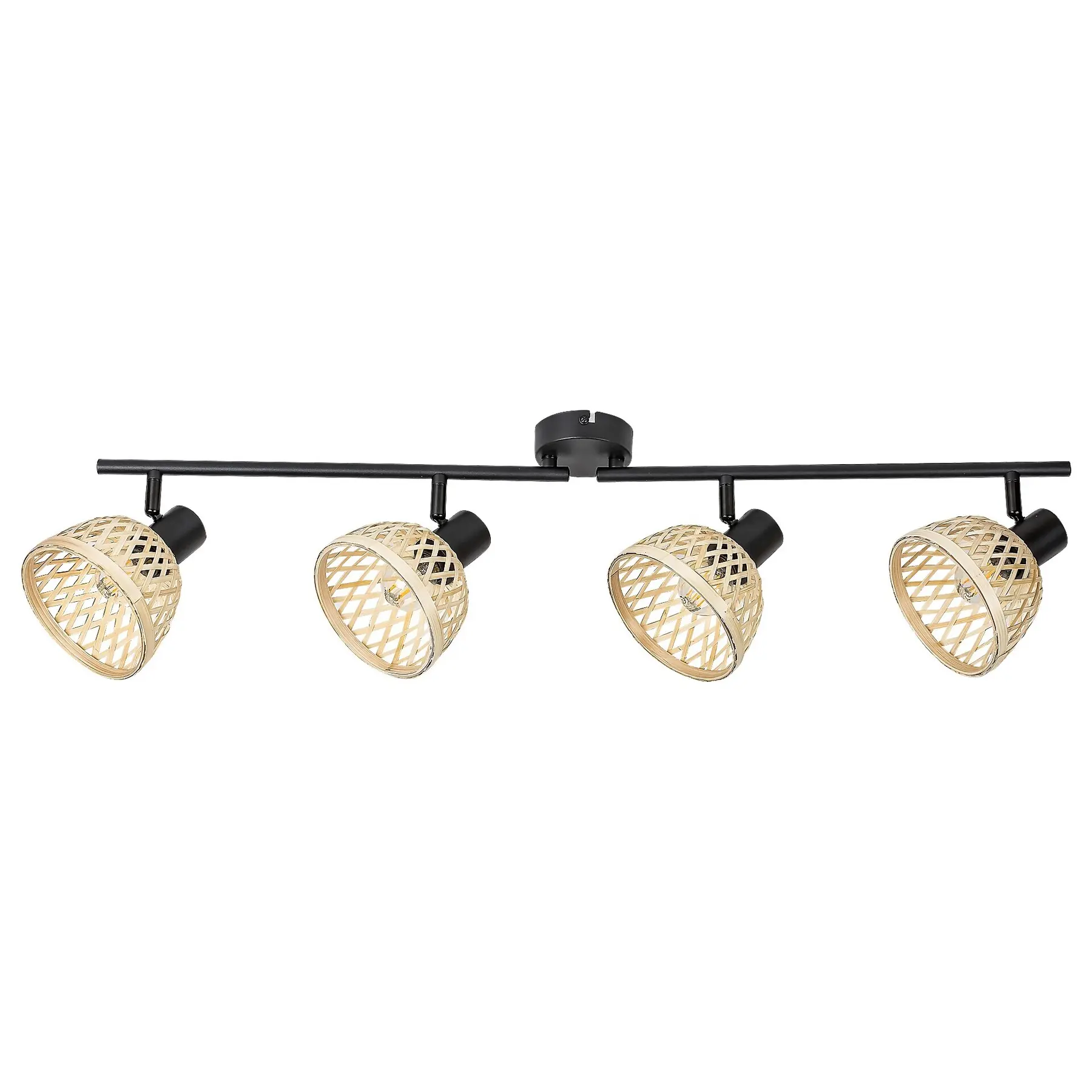 Rabalux Plafones interiores de ratán y bambú en metal Rattan E14 4x MAX 15W IP20 D13cm BLACK