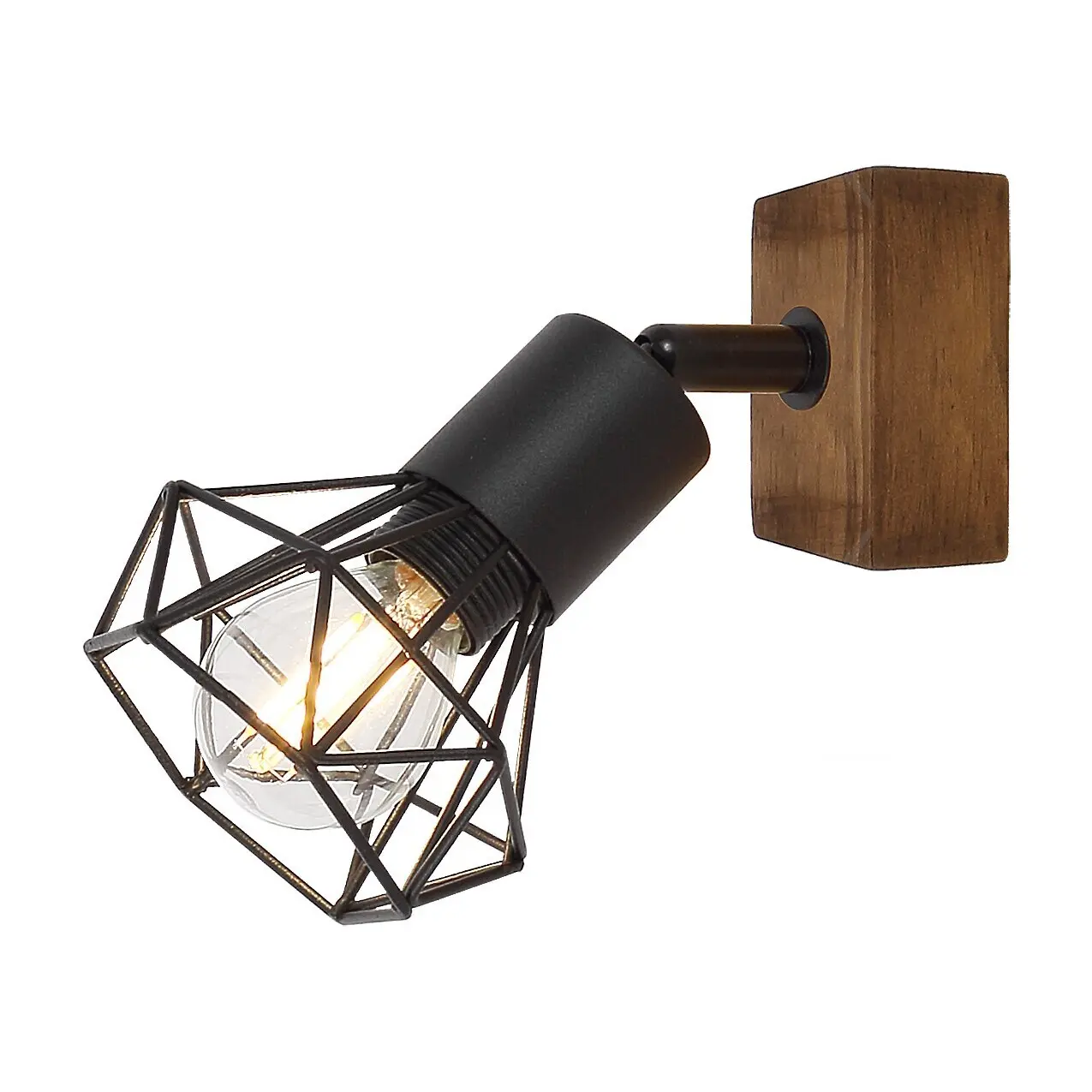 Rabalux Foco interior de metal y madera con base y pantalla de roble Zeus E14 1x MAX 40W IP20 BLACK