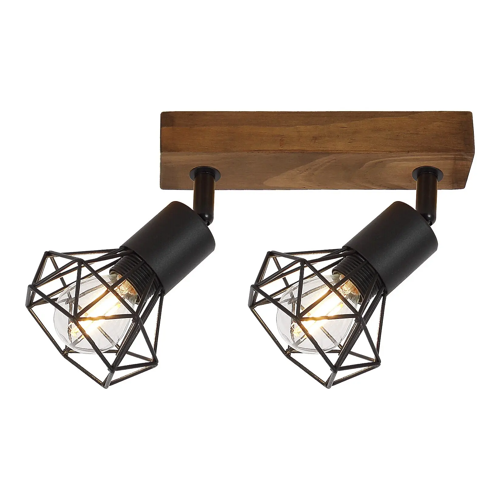 Rabalux Foco interior de metal y madera con base y pantalla de roble Zeus E14 2x MAX 40W IP20 BLACK