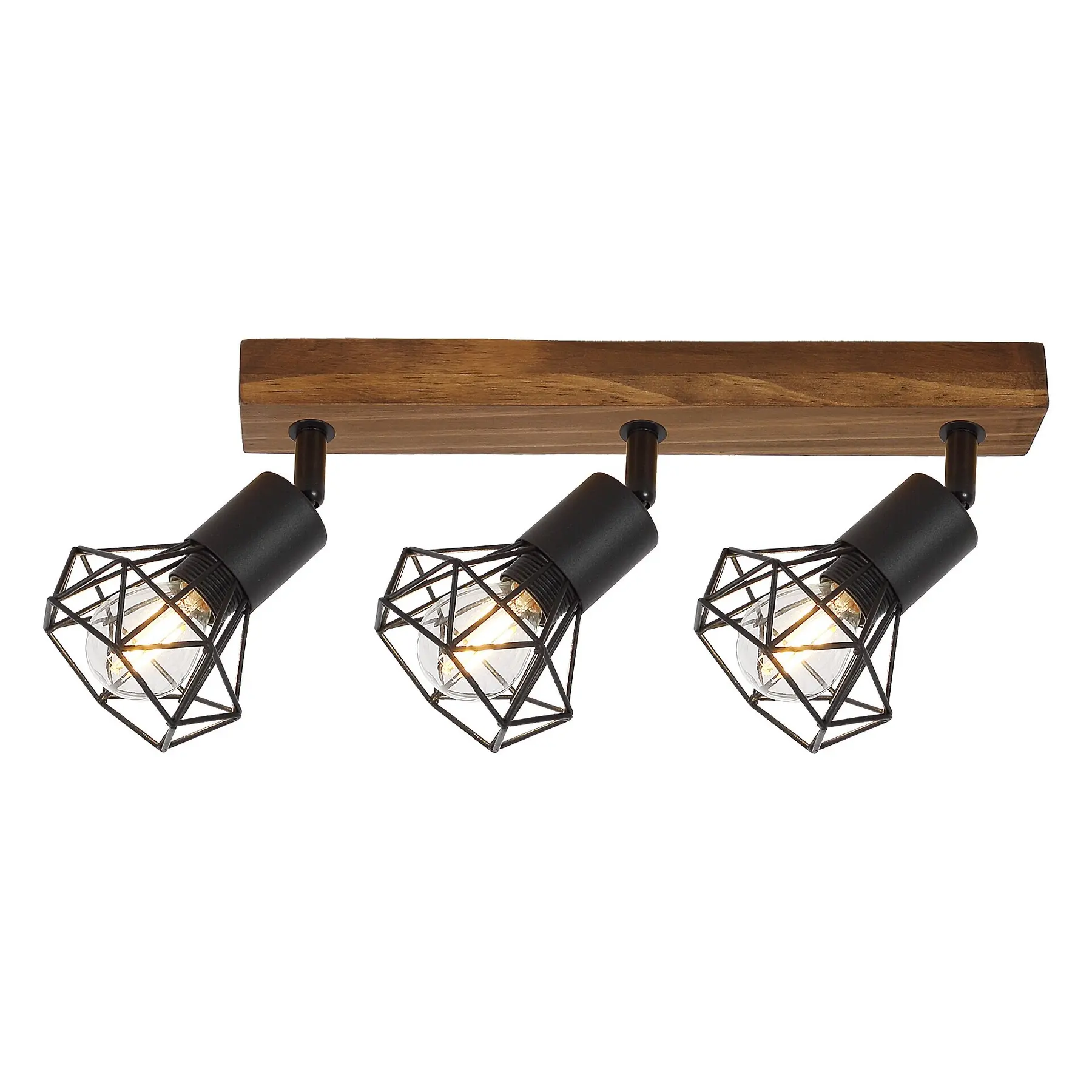 Rabalux Foco interior de metal y madera con base y pantalla de roble Zeus E14 3x MAX 40W IP20 BLACK