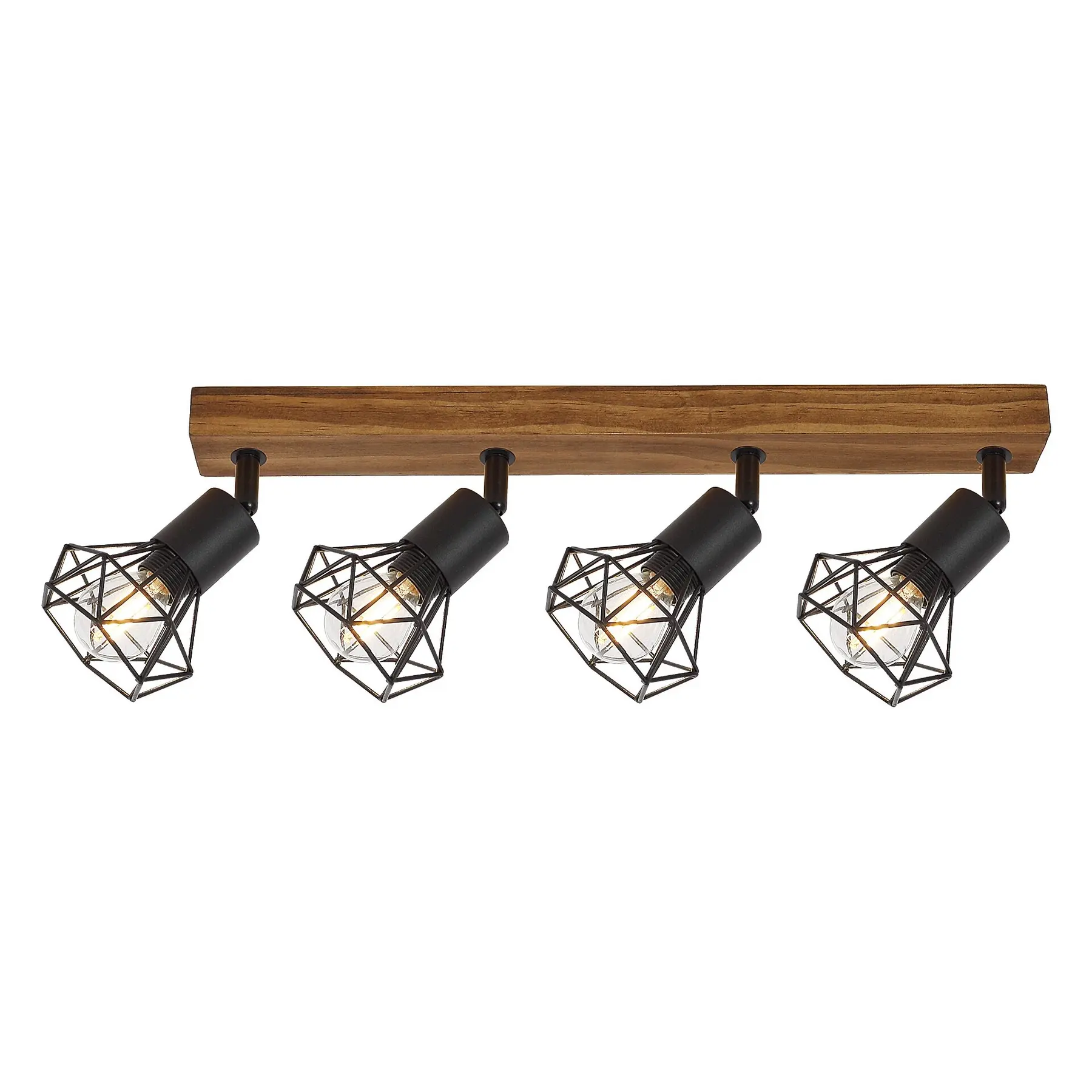 Rabalux Foco interior de metal y madera con base y pantalla de roble Zeus E14 4x MAX 40W IP20 BLACK