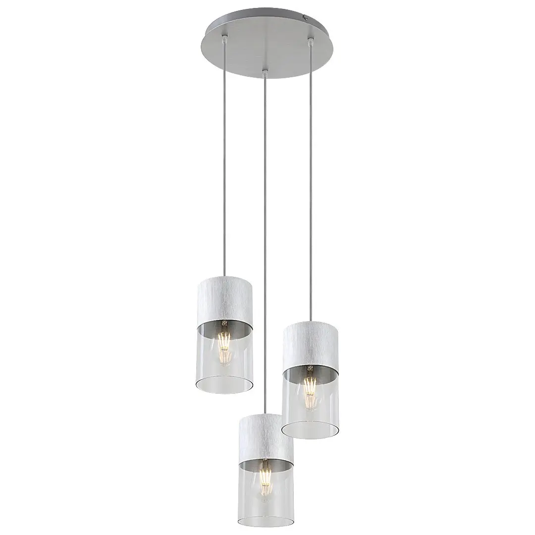 Rabalux Luminarias de techo de suspensión interior cable textil de aluminio Zelkova E27 3x MAX 40W D28xH120cm IP20 SILVER