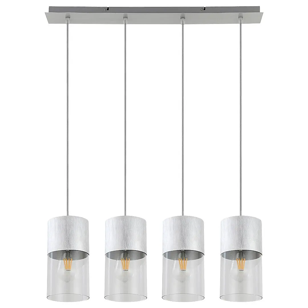 Rabalux Luminarias de techo de suspensión interior cable textil de aluminio Zelkova E27 4x MAX 40W D12xH120cm IP20 SILVER
