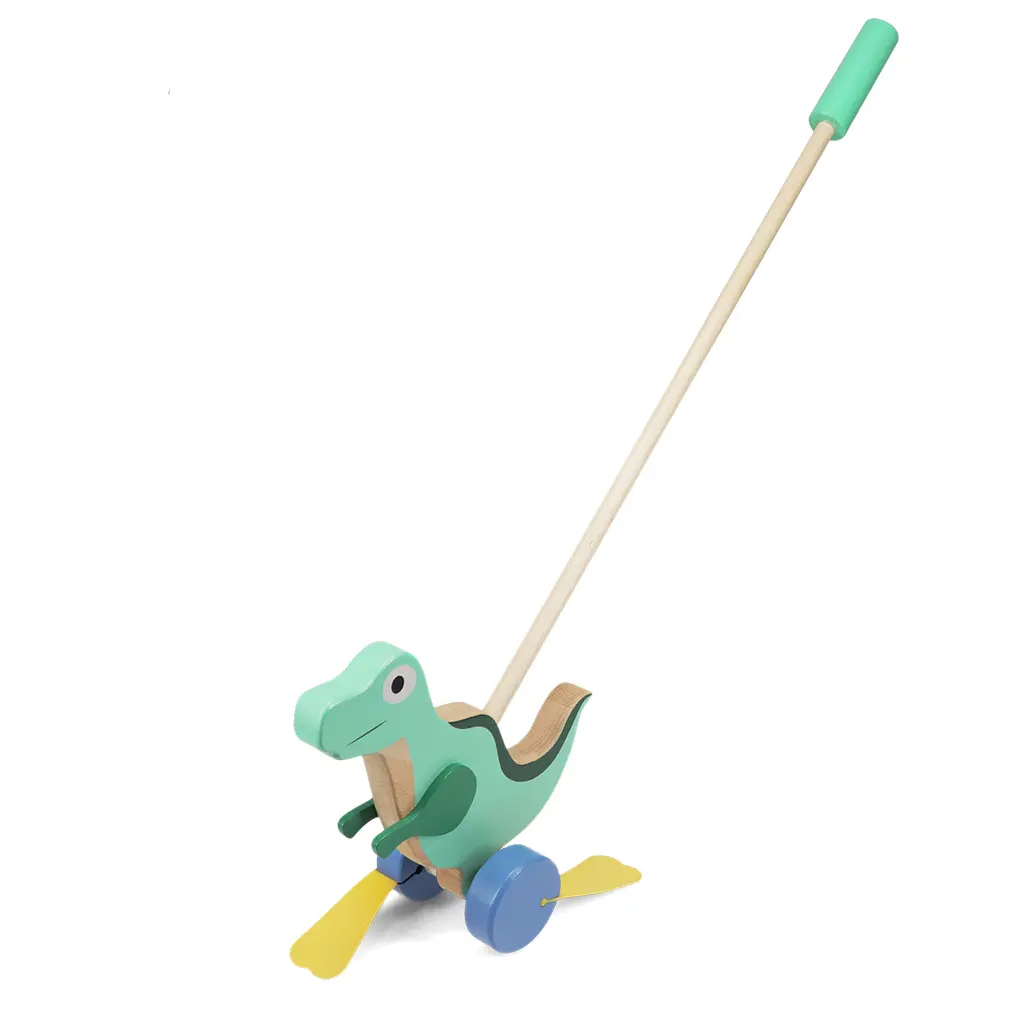 Rex London Juegos de desarrollo de empuje de madera Flapping Dinosaur GREEN