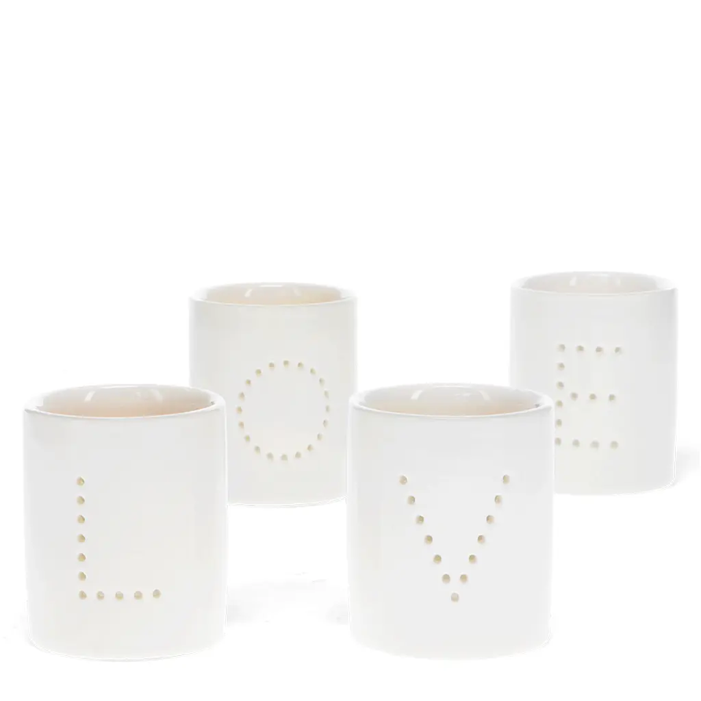 Rex London Tarro para velas Love (x4) WHITE