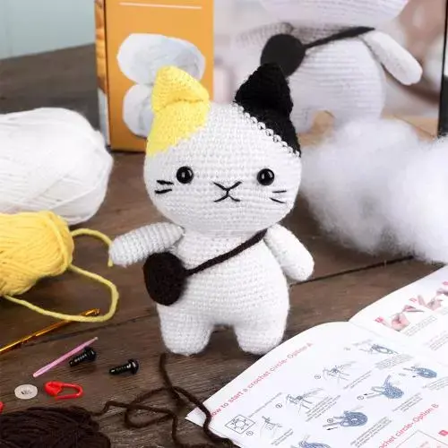 Rex London Kit de ganchillo de animalitos Cat WHITE