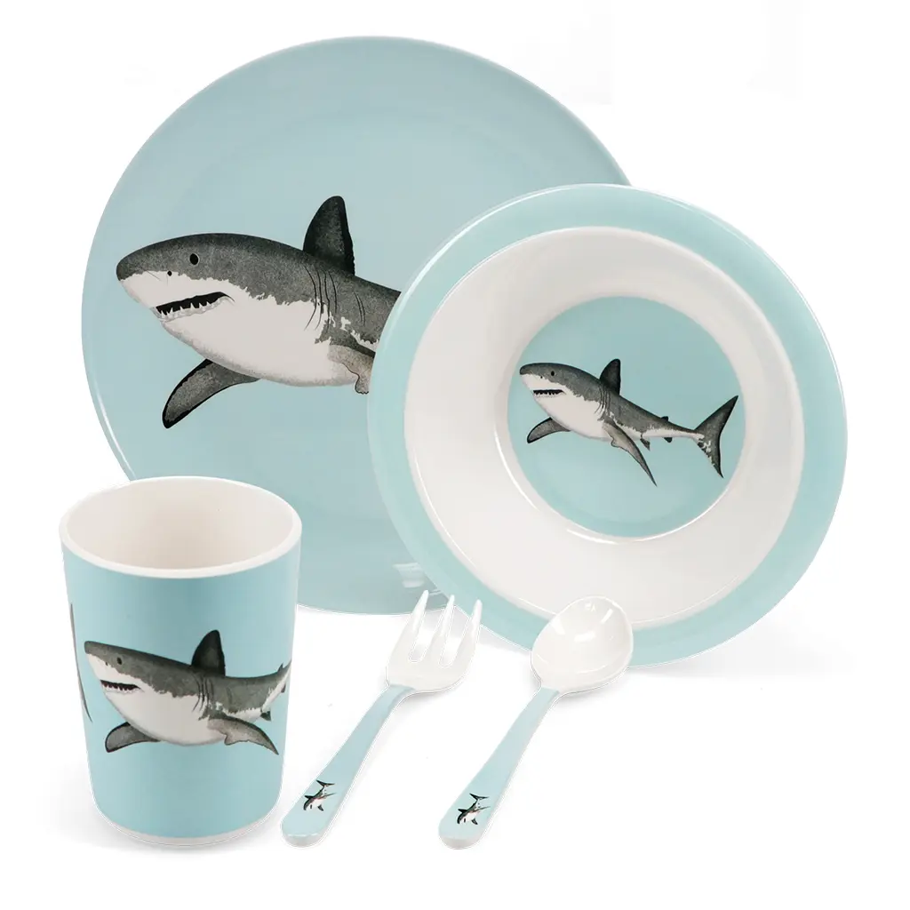 Rex London Plato de melamina para niños Sharks (x5) BLUE