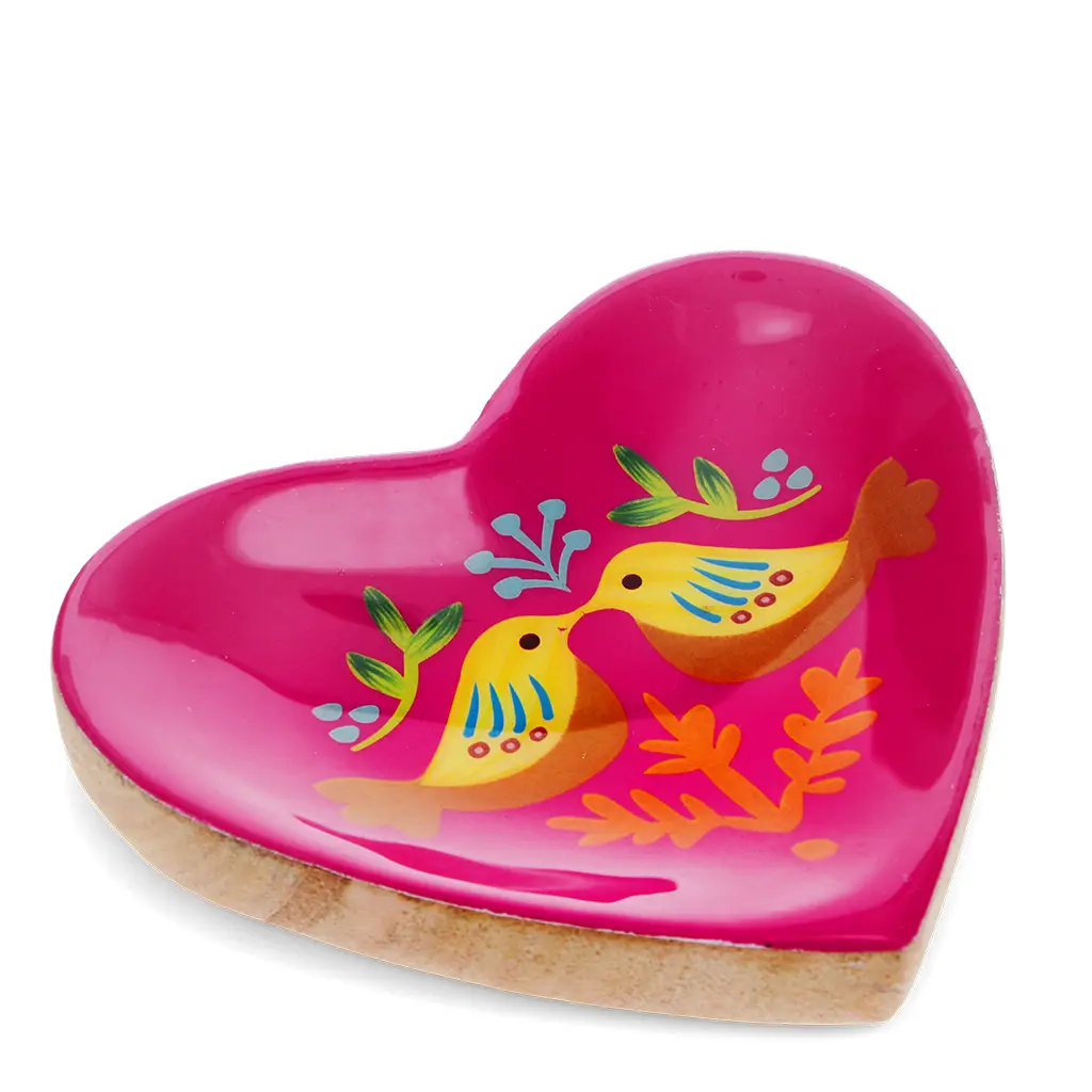 Rex London Cajón para objetos en forma de corazón Birds RED