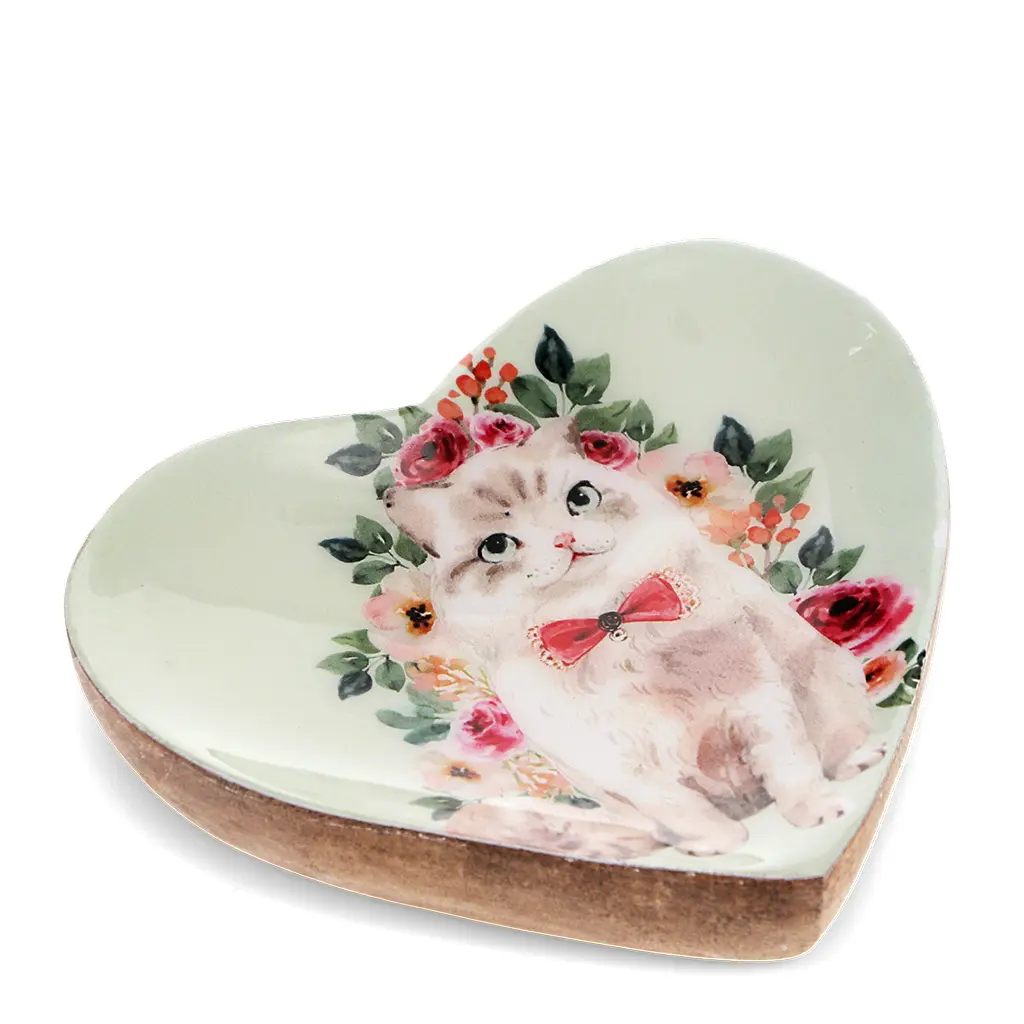 Rex London Organizador de mesa corazón Cat GREEN