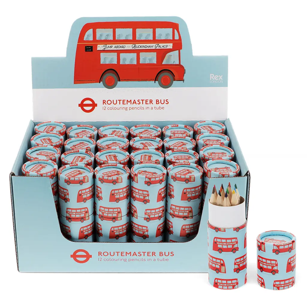 Rex London Tubo de lápices de colores Routemaster Bus BLUE