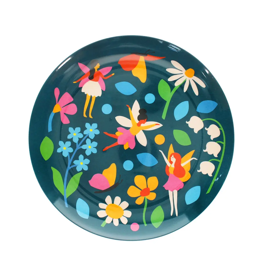Rex London Plato de melamina para niños Fairies in the Garden BLUE