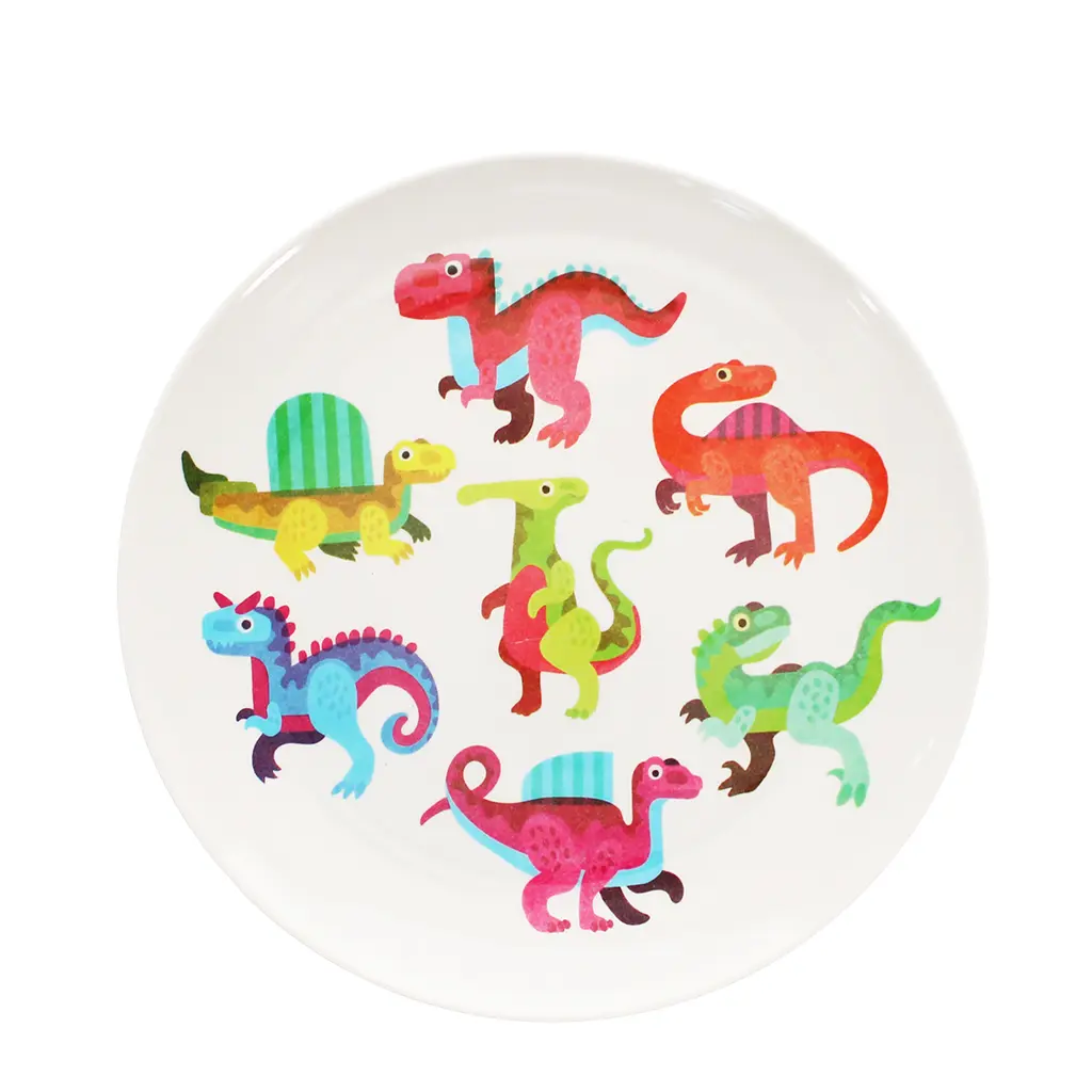 Rex London Plato de melamina para niños Dinos WHITE