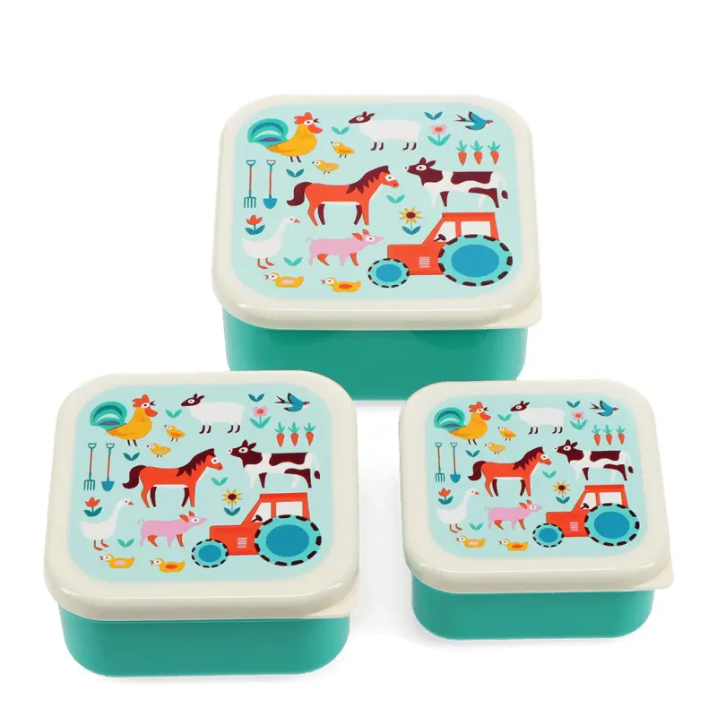 Rex London Caja de almacenamiento de alimentos para niños Farmyard GREEN