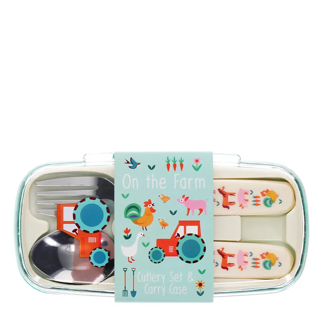 Rex London Cubiertos para niños Farmyard GREEN