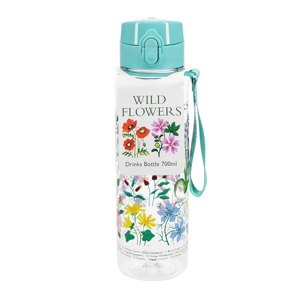 Rex London Botella con tapa de botón-pulsador Wild Flowers WHITE