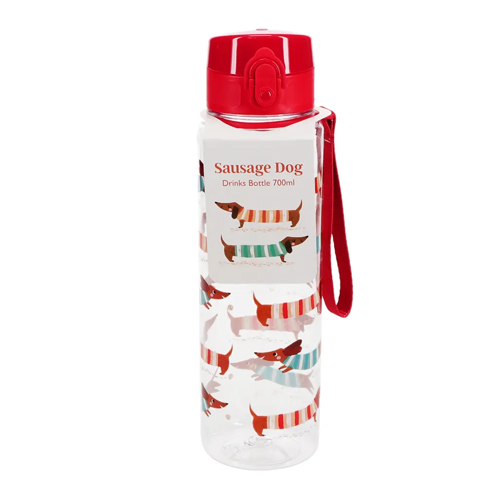 Rex London Botella con tapa de botón-pulsador Sausage Dog WHITE