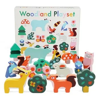 Rex London Caja de juguetes de madera Woodland MULTICOLOR