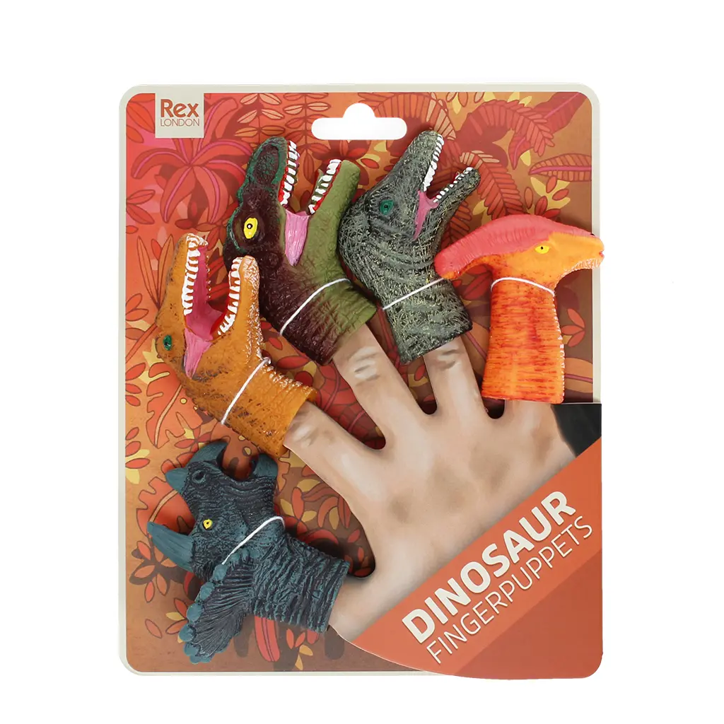 Rex London Títeres de dedo de animales Dinosaur (x5) MULTICOLOR
