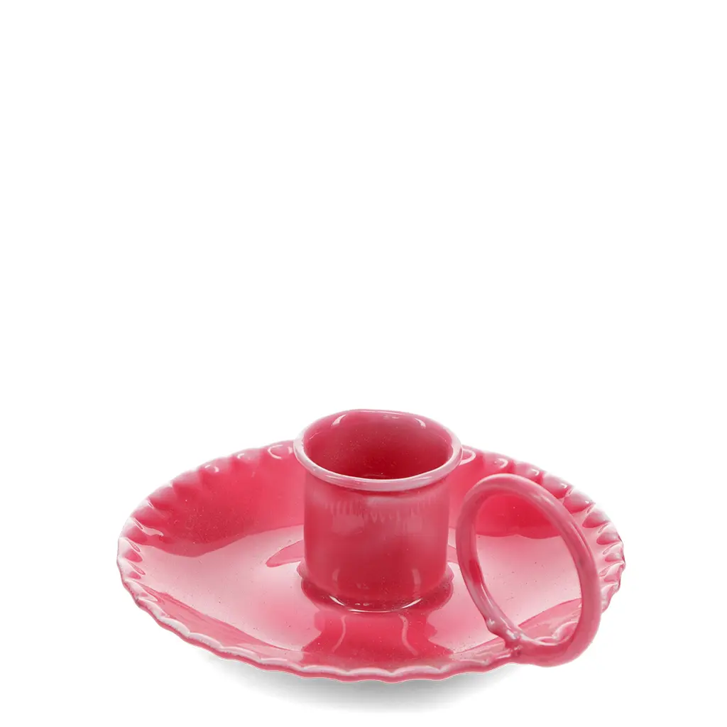 Rex London Portavelas de metal esmaltado PINK