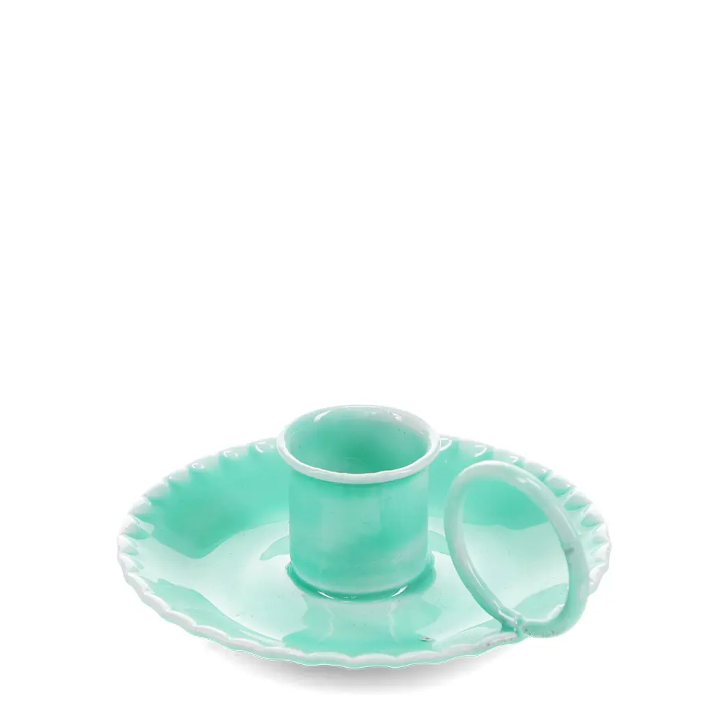 Rex London Portavelas de metal esmaltado BLUE