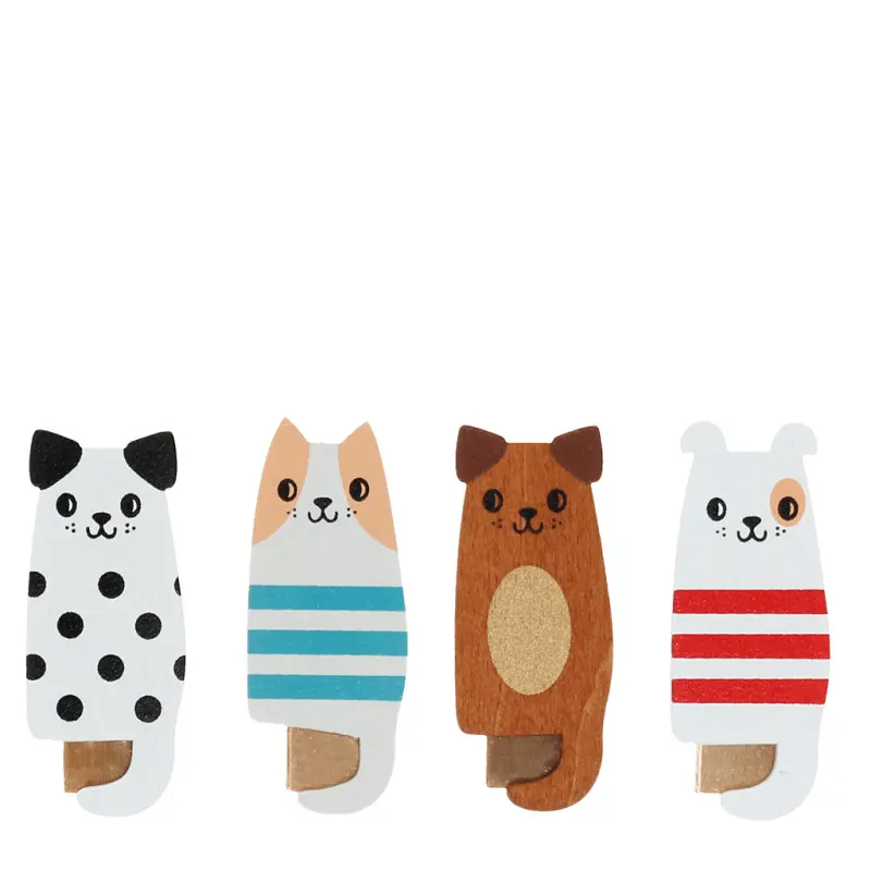 Rex London Mini pinza de madera Dogs (x4) BEIGE