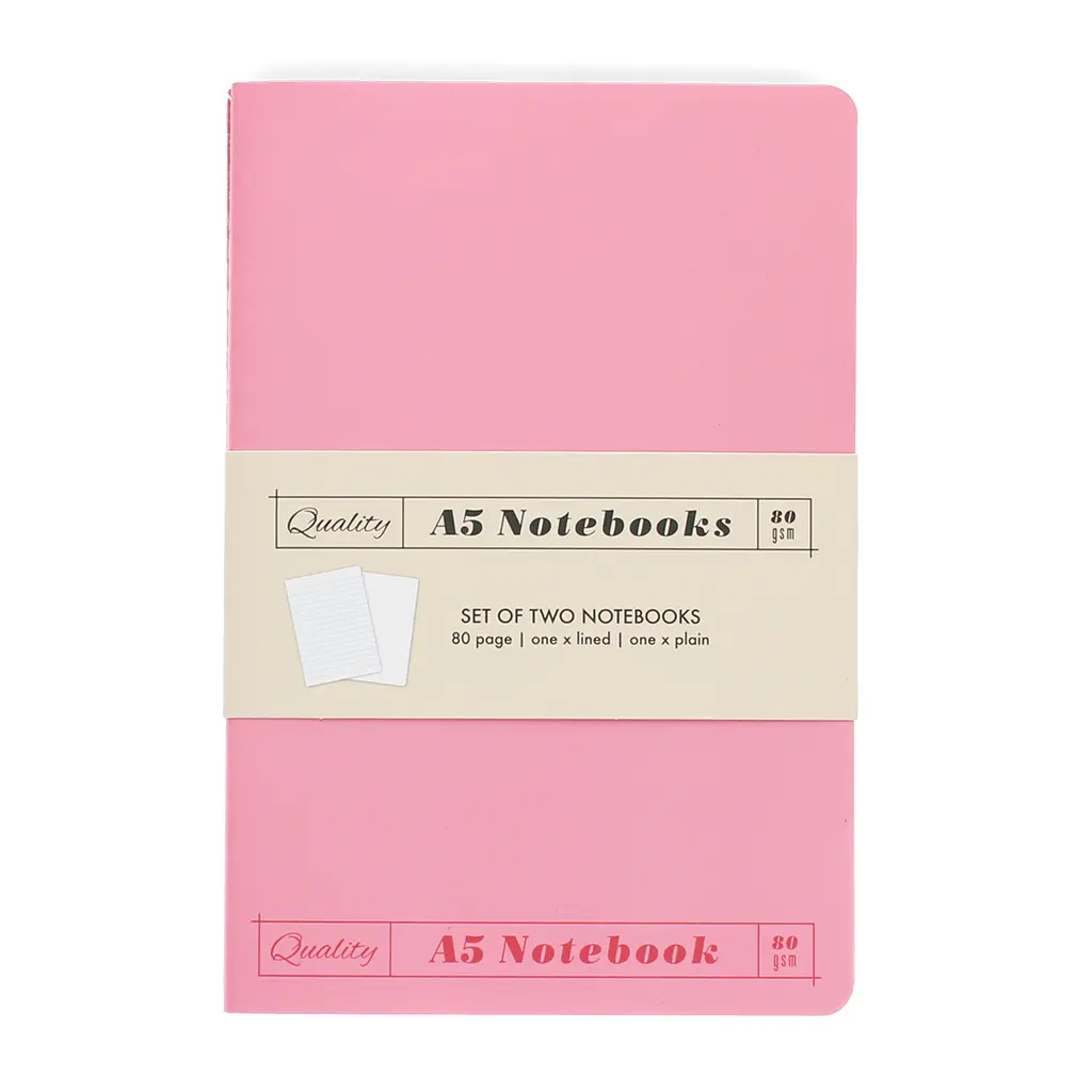 Rex London Bloc de notas A5 (x2) PINK