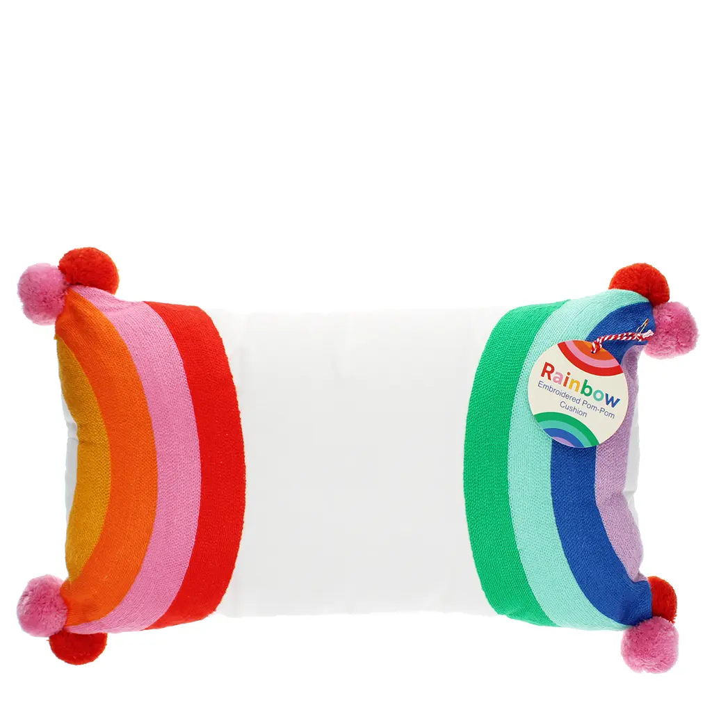 Rex London Cojín bordado con pompones Rainbow MULTICOLOR